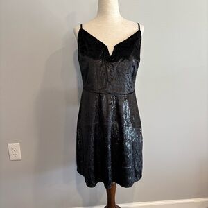 Lush Large Black Velour Sequin Dress